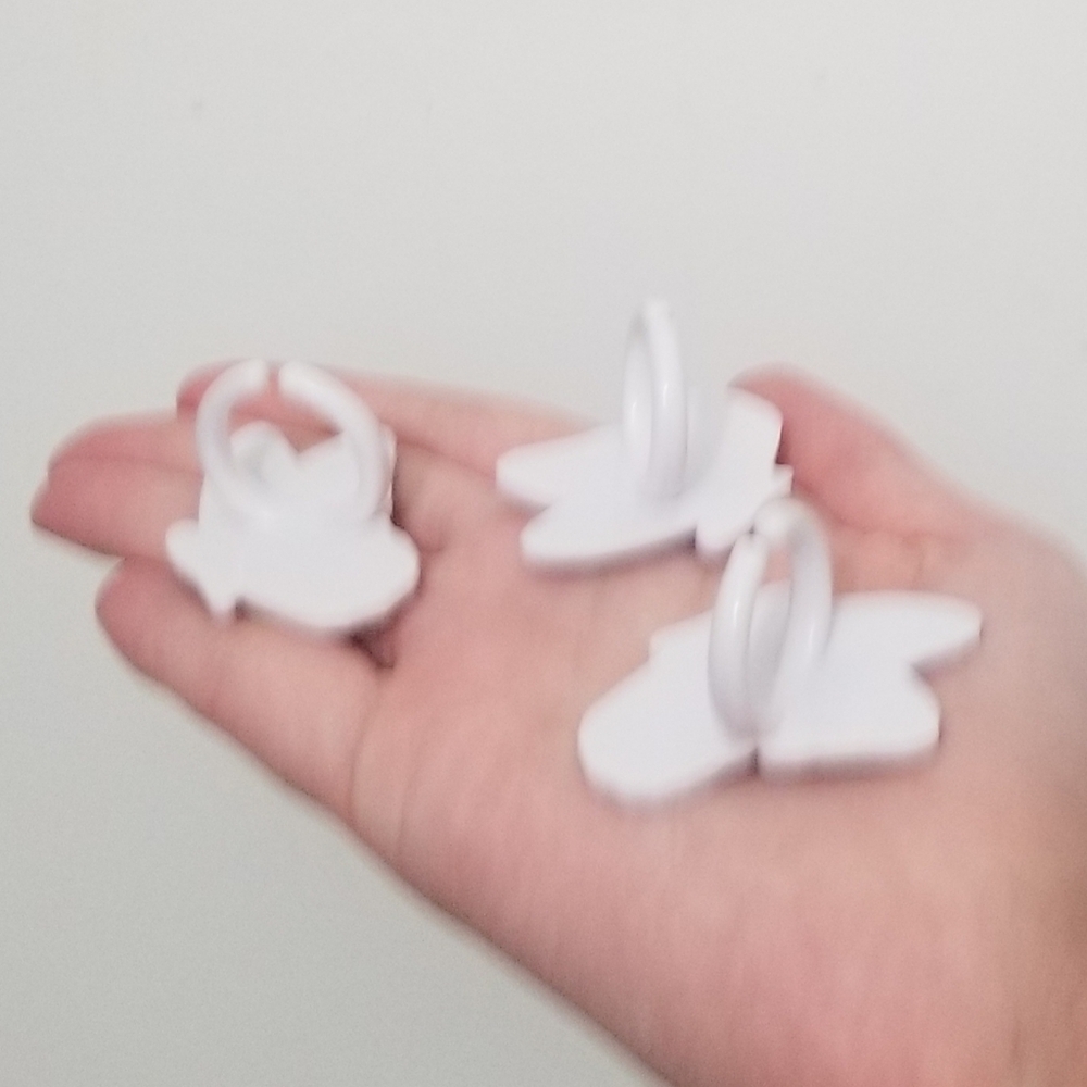 EUC butterfly plastic rings- purple, yellow, and white - Picture 2 of 3